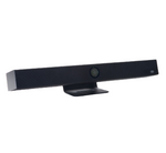 Angled view of the Boom AURA, a sleek all-in-one video bar featuring a 4K camera, wide-angle lens, built-in speakers, and beamforming microphone array with AI-powered auto-framing—ideal for seamless video conferencing in medium-sized meeting spaces.








