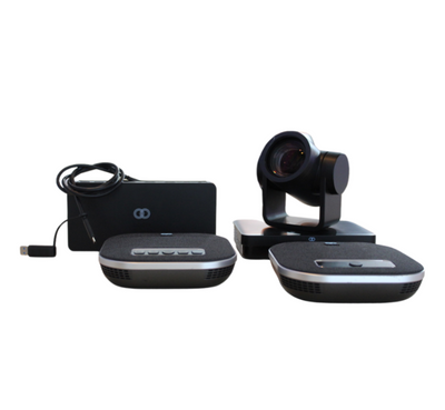 Image of the Boom BYOM Large Room Kit, featuring the MAGNA 4K PTZ Camera, GEMINI USB/Bluetooth Speakerphone, and ZYGO Easy Connect Hub—offering high-performance video and audio with single-cable plug-and-play connectivity, ideal for boardrooms and large meeting spaces.








