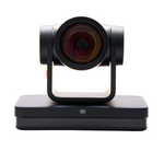 Front-facing view of the Boom MAGNA, a professional-grade 4K PTZ camera with a sleek black design, featuring a wide lens for precise zoom, ideal for large conference rooms and live events.








