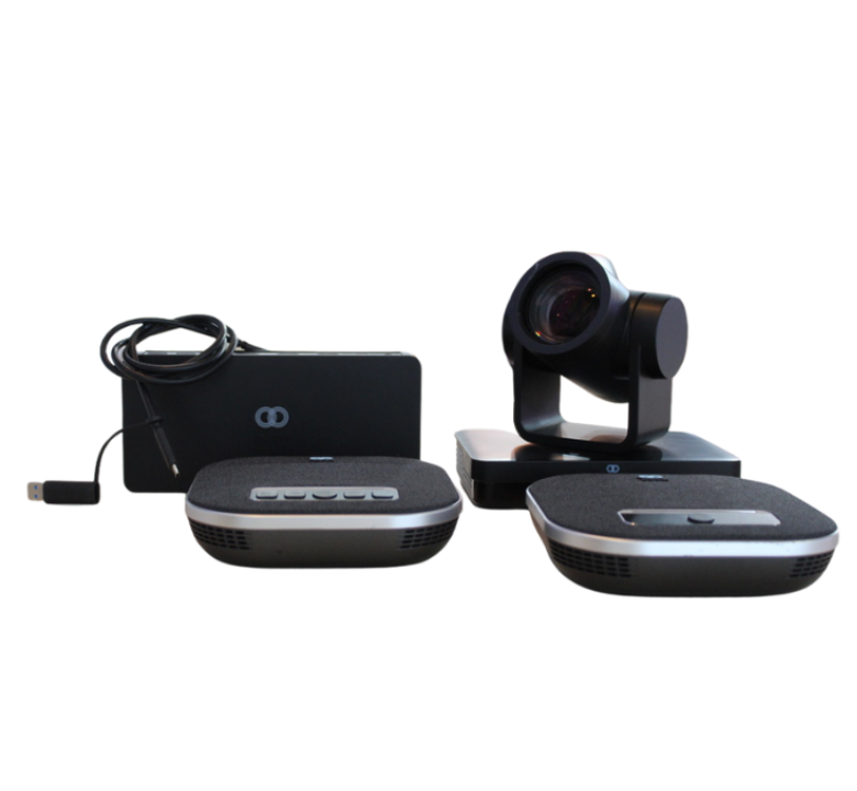 Image of the Boom BYOM Large Room Kit, featuring the MAGNA 4K PTZ Camera, GEMINI HD USB/Bluetooth Speakerphone, and ZYGO Easy Connect Hub—engineered for plug-and-play video conferencing with seamless audio, video, and screen sharing in large conference rooms and boardrooms.








