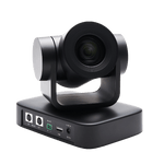 Angled view of the Boom MIDI, a compact Full HD PTZ camera with 10x optical zoom, 77° field of view, and USB connectivity—designed for professional-quality video in small to medium-sized conference rooms.








