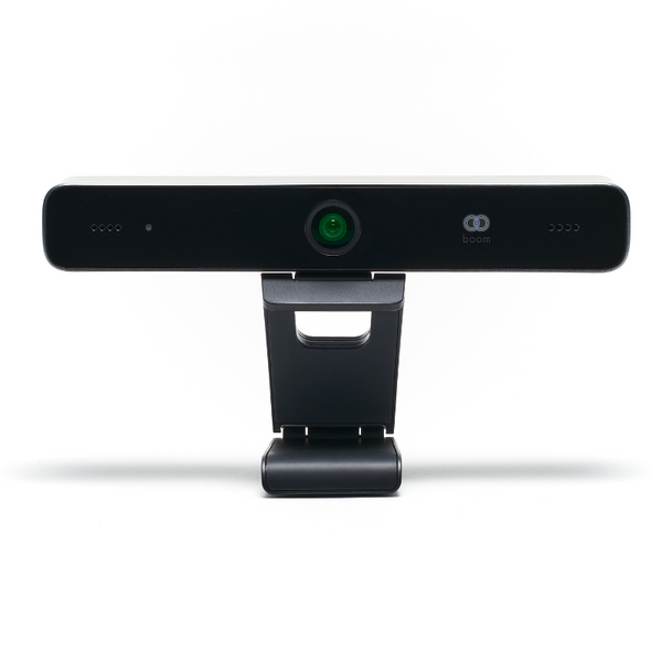 Front view of the Boom MEZZO, a compact 4K Ultra HD PTZ camera with 10x ePTZ, built-in AI features like auto-framing and Picture-in-Picture, and an advanced ISP—designed to deliver vivid, intelligent video for professional meetings and conferences.