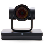 Front-facing view of the Boom MAGNA Pro, a professional-grade 4K AI PTZ camera with a sleek black design, featuring a wide lens for auto-tracking and precise zoom, ideal for large conference rooms and live events.
